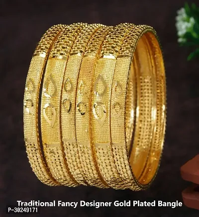 Elegant Golden Brass Bangles Set For Women-thumb0