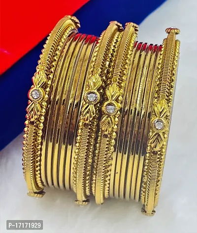 Govindam Elite Glittering Mehndi Gold  Plated Bangle Set