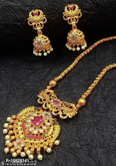 Govindam Allure Graceful Long Pendant Necklace Set-thumb2