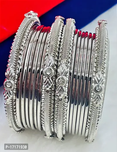 Govindam Elite Glittering Silver Plated Bangle Set