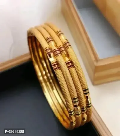 Stylish Golden Brass Bangles For Women Pack Of 4-thumb0