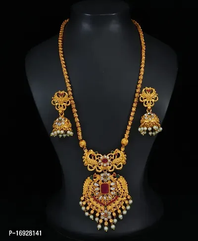 Govindam Allure Graceful Long Pendant Necklace Set-thumb0