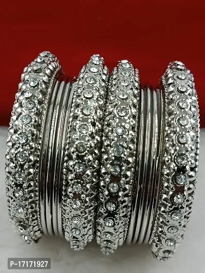 Govindam Elite Glittering Silver Plated Bangle Set