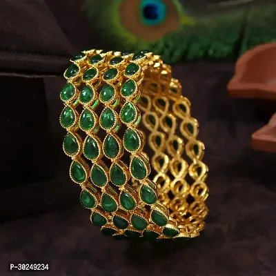 Elegant Green Alloy Beads Bangles Set For Women-thumb0