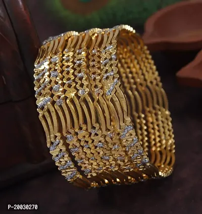 Jewwel Elite  Gold Polished 6 Pcs Bangle Set (Pack of 6)