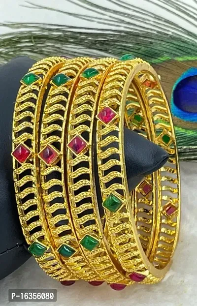 Govindam Gold Plated 4pcs Bangle set-thumb0