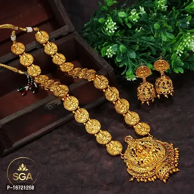 Govindam Twinkling Fancy Long Lakshmidevi Pendant Necklace Set-thumb0