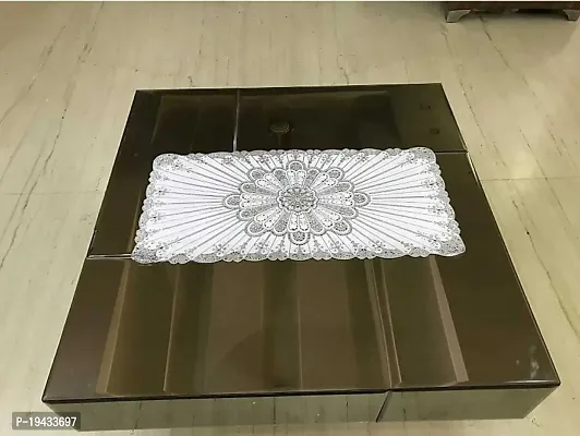Designer Floral 4 Seater Table Cover (White PVC)