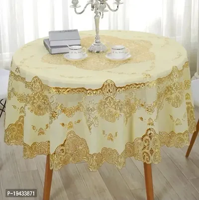 Designer Embroidered 6 Seater Table Cover (Golden PVC)