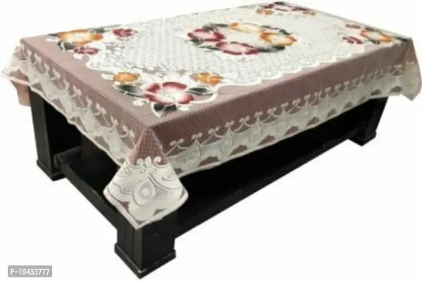 Designer Embroidered 4 Seater Table Cover (Brown Polyester)-thumb0