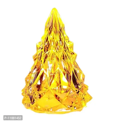 ThirteenthAananda LED Crystal Pyramid Shape Candle Lamp Night Lamp Home Dining Table Decoration Size: 8.5 x 6.5 CM, Pack of 2, Light Color Warm Yellow