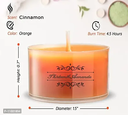 ThirteenthAananda Scented Tealight Candles Clear Cup Tea Light, Candles for Home Decoration, Celebration, 3.6 Hours Burning Time (Pack of 9, Cinnamon)-thumb3