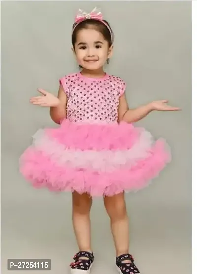 Stylish Pink Net Frocks For Girls-thumb0