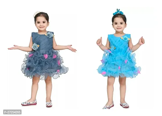 Stylish Multicoloured Net Frocks For Girls Combo Of 2