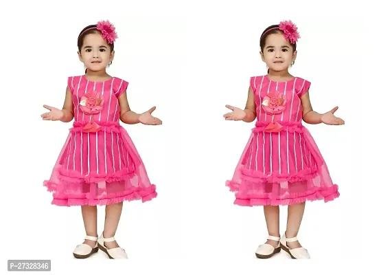 Fancy Pink Net Frocks Dress For Girls Pack Of 2