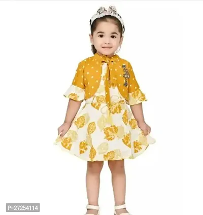 Stylish Yellow Cotton Blend Frocks For Girls-thumb0