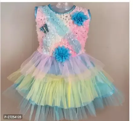 Stylish Multicoloured Net Frocks For Girls