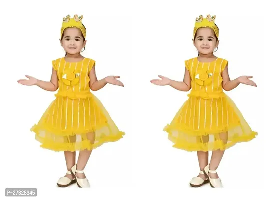 Fancy Yellow Net Frocks Dress For Girls Pack Of 2