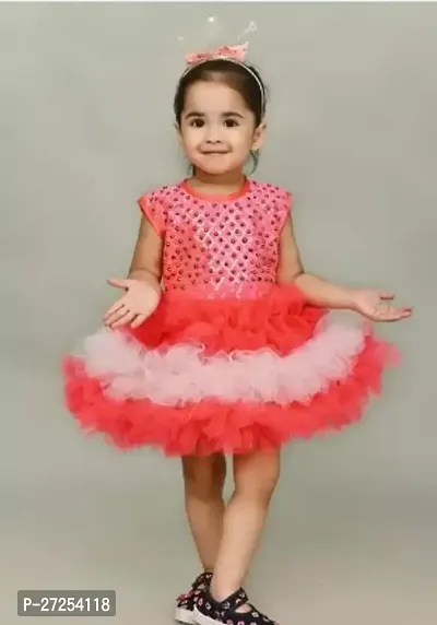 Stylish Red Net Frocks For Girls