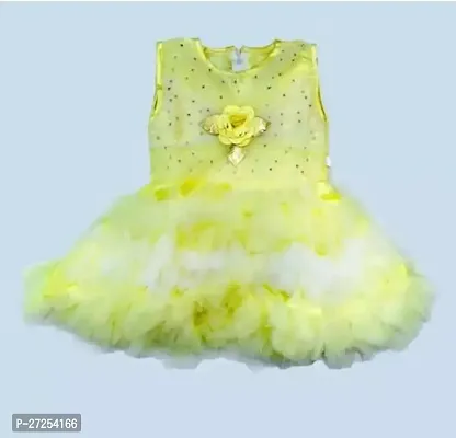 Stylish Yellow Net Frocks For Girls-thumb0