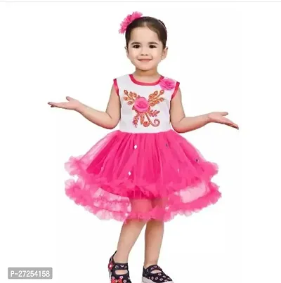 Stylish Pink Net Frocks For Girls-thumb0