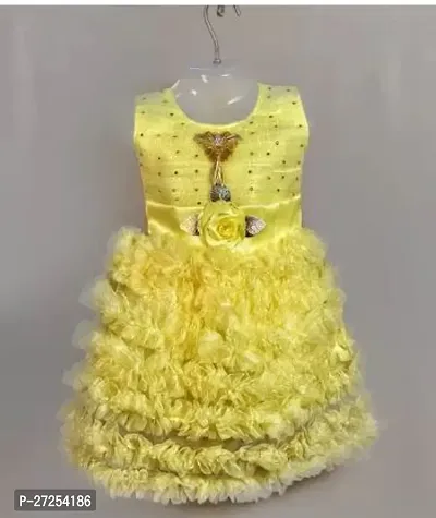 Stylish Yellow Net Frocks For Girls-thumb0