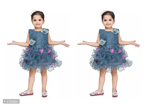 Stylish Navy Blue Net Frocks For Girls Combo Of 2-thumb0