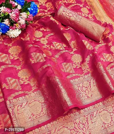 Elegant Organza Rich Pallu Pink Jacquard Banarasi Silk Saree with Brocade Blouse-thumb2