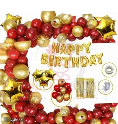 Happy Birthday Decoration Combo Kit With Banner Balloons Foil Curtain Star Foil For Birthday Decoration