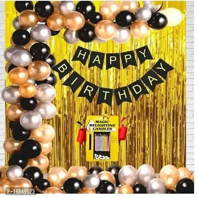 Happy Birthday Decoration Combo Kit With Banner Balloons Foil Curtain Star Foil For Birthday Decoration