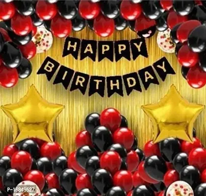 Happy Birthday Decoration Combo Kit With Banner Balloons Foil Curtain Star Foil For Birthday Decoration-thumb0