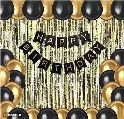 Happy Birthday Decoration Combo Kit With Banner Balloons Foil Curtain Star Foil For Birthday Decoration