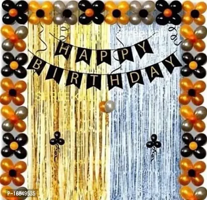 Happy Birthday Decoration Combo Kit With Banner Balloons Foil Curtain Star Foil For Birthday Decoration-thumb0