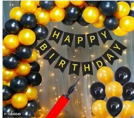 Happy Birthday Decoration Combo Kit With Banner Balloons Foil Curtain Star Foil For Birthday Decoration