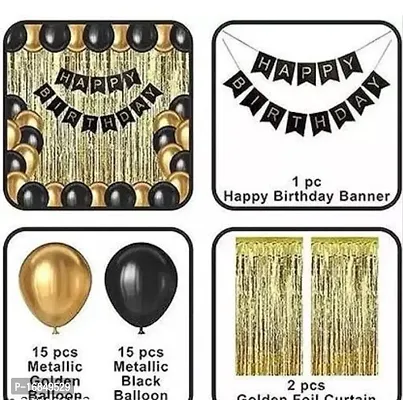 Happy Birthday Decoration Combo Kit With Banner Balloons Foil Curtain Star Foil For Birthday Decoration-thumb0