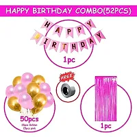 ● Happy Birthday Decoration kit : 1 Happy Birthday Banner (Pink), 50pcs HD Metallic Balloons (Pink  Golden 25 pcs each) and 1 Big Size Pink Curtain with Ribbon included ● Color : Pink  Gold ● The Bi-thumb1