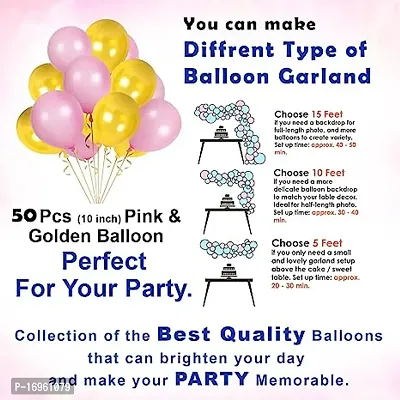 ● Happy Birthday Decoration kit : 1 Happy Birthday Banner (Pink), 50pcs HD Metallic Balloons (Pink  Golden 25 pcs each) and 1 Big Size Pink Curtain with Ribbon included ● Color : Pink  Gold ● The Bi-thumb3