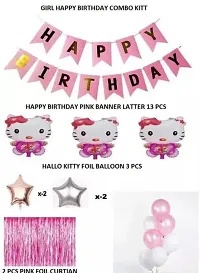 3,kitty birthday combo-pack of 40 (Set of 40) Balloons  Decoration happy birthday pink benner 3 foil kitti 2 pink curtain 2 pink star 2 silver star 24 pink white ballon-thumb1