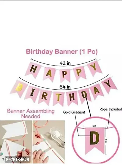 3,kitty birthday combo-pack of 40 (Set of 40) Balloons  Decoration happy birthday pink benner 3 foil kitti 2 pink curtain 2 pink star 2 silver star 24 pink white ballon-thumb3