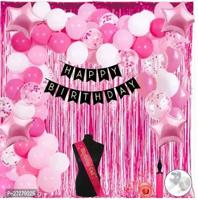 Adorning Pink, White Metallic and Pastel Pink Birthday Decoration Kit for Girls.  (Set of 68) This pink birthday balloon set helps in creating a perfect birthday celebration for your little child or t-thumb0