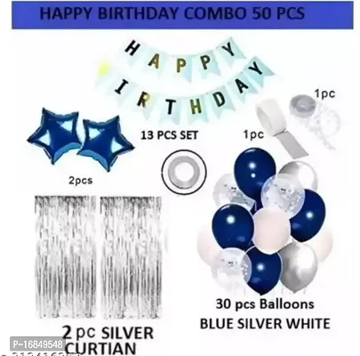 Happy Birthday Decoration Combo Kit With Banner Balloons Foil Curtain Star Foil For Birthday Decoration-thumb2