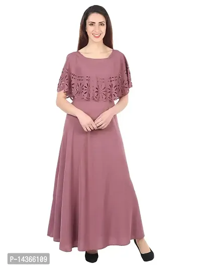 Manggo Women Solid Laser Cut Maxi Dress