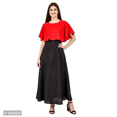 Manggo Women Contrast Solid Maxi Dress-thumb2