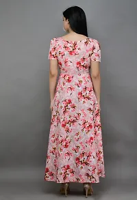 Stylish Pink Crepe Woven Design Maxi Dress For Women-thumb1