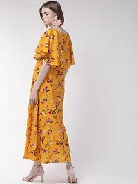 Stylish Yellow Crepe Woven Design Maxi Dress For Women-thumb1