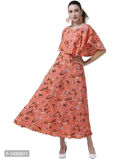 Manggo Women Floral Print Crepe Maxi Dress-thumb0