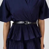 Manggo Crepe Layered Dress with Belt (Small) Blue-thumb1