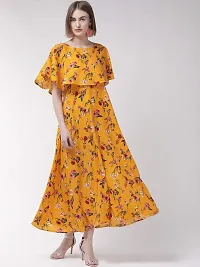 Manggo Women Floral Print Crepe Maxi Dress-thumb1