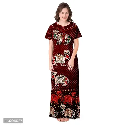 Comfortable Black Cotton Printed Nighty For Women-thumb0