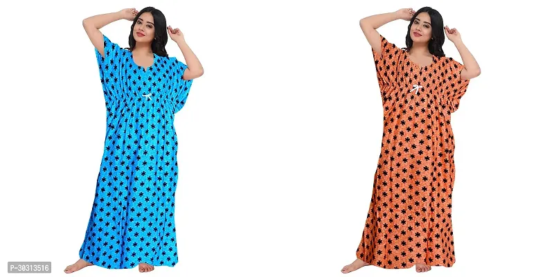 Comfortable Multicoloured Cotton Nighty For Women Pack Of 2-thumb0